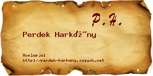 Perdek Harkány névjegykártya